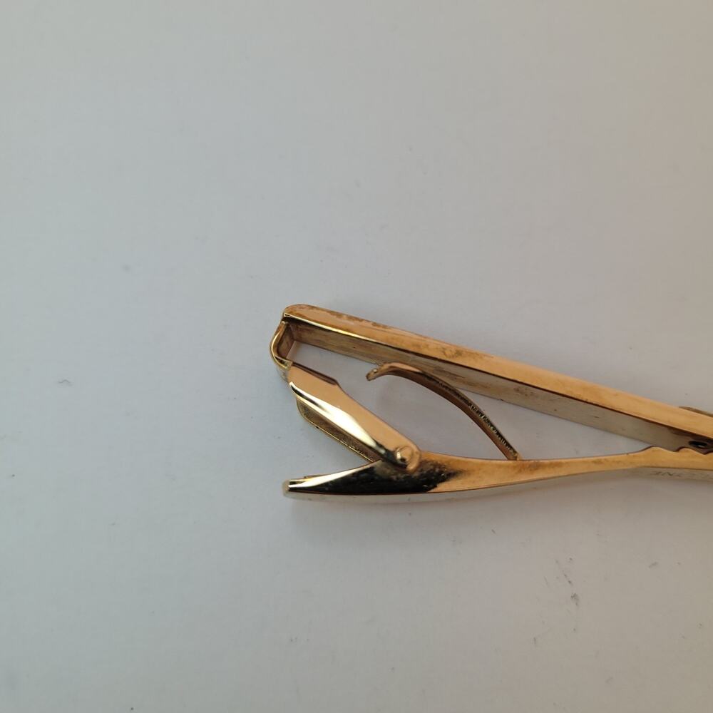 Celine Carrige Tie Bar Clip Clasp Rose Gold Black Onyx Tone 2in Logo Vintage - Picture 6 of 7